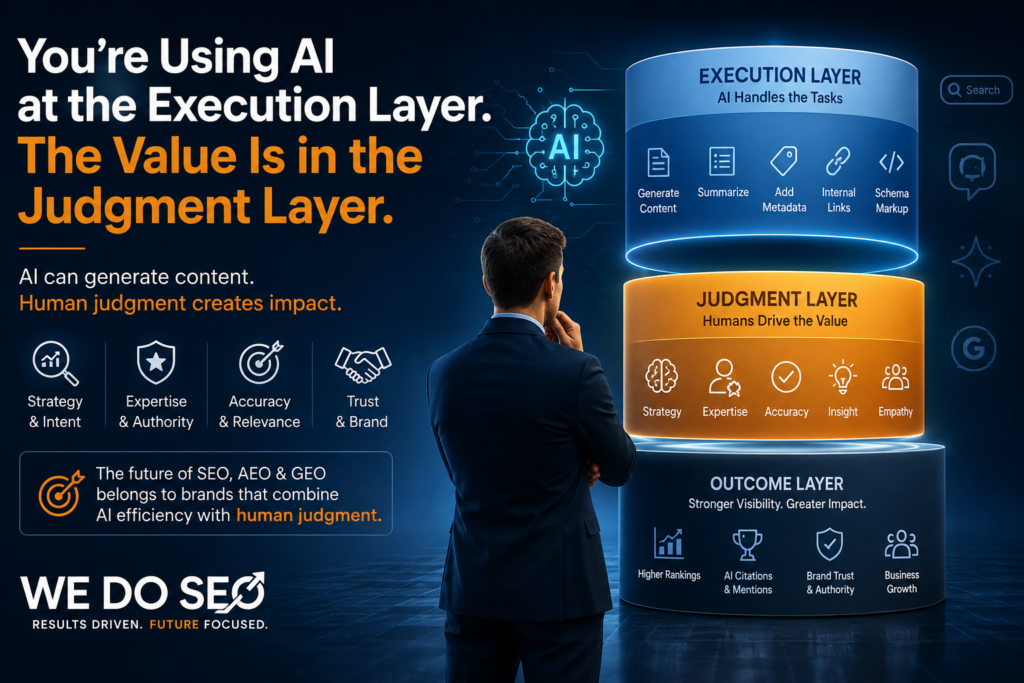 You’re Using AI At The Execution Layer. The Value Is In The Judgment Layer (Humans!) 1 Ai-GEO-SEO-AEO